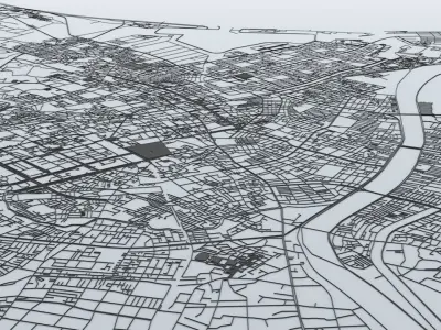 Tainan City  Road Network and Streets 3D model