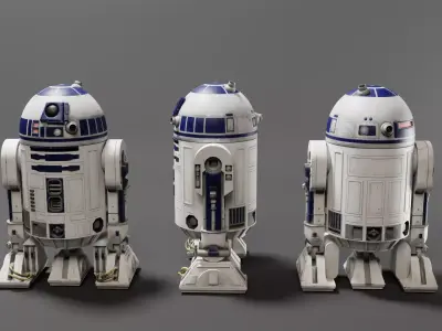 Low poly R2-D2 Model -Rigged and Textured Low-poly 3D model