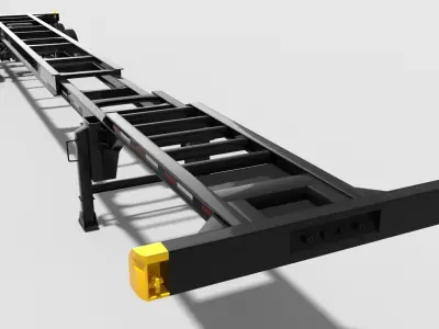 Extendable tandem trailer Low-poly 3D model