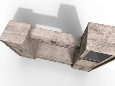 Set Old Modern Furniture 3D Model Terror Low-poly 3D model