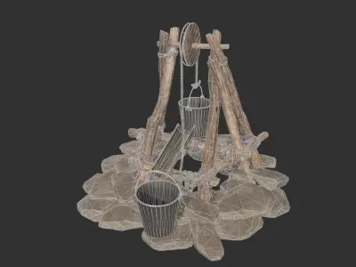 Primitive Makeshift Well Low-poly 3D model