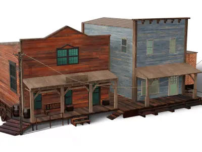3D Western Houses model Low-poly 3D model