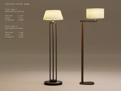 Low-Poly 2 Floor Lamps Low-poly 3D model