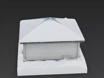 Snow-Covered Suburban Bungalow House 3D Model Low-poly 3D model