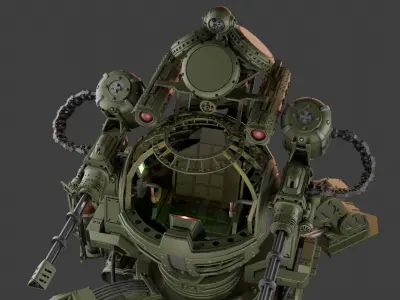 3D Turret with control cockpit  3D model