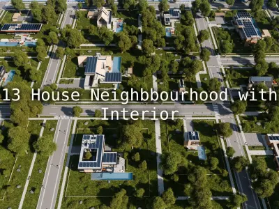 13 Modern house neighborhood with interior For Blender 3D model