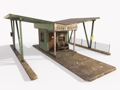 Old Park Entrance And Ticket Booth 3D model