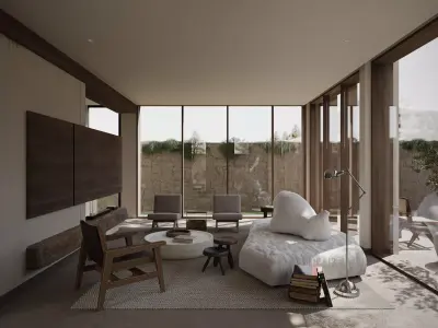 Wabi-sabi style living room 3D model