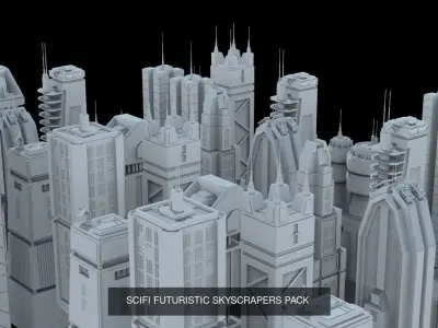 SCI-FI Futuristic Buildings Collection 45 models 3D Model Pack