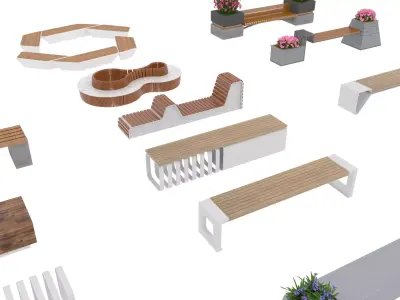 Park Bench Package 3D model