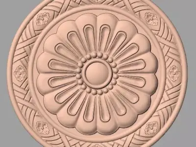 Door flower 3D relief STL Model for CNC woodworking carving E326 3D model