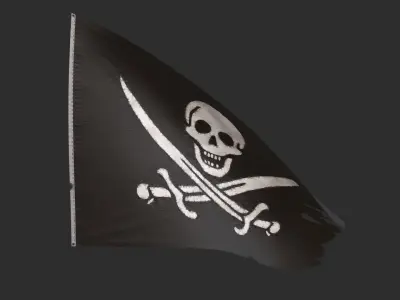Pirate Flag - Calico Jack Rackham Low-poly 3D model
