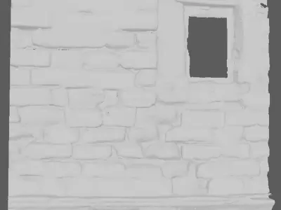 Ancient wall of ruined building 3D model