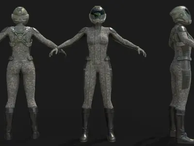 FX01 Female Space Suit Green LITE VERSION Low-poly 3D model