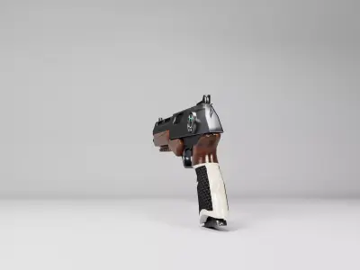 Sci-Fi Retro Hybrid Pistol - Low Poly Game Ready Low-poly 3D model