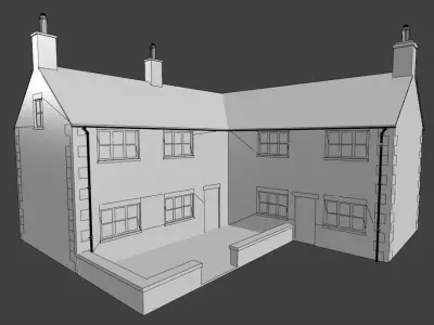 british uk cotswold stone house converted barn Low-poly 3D model