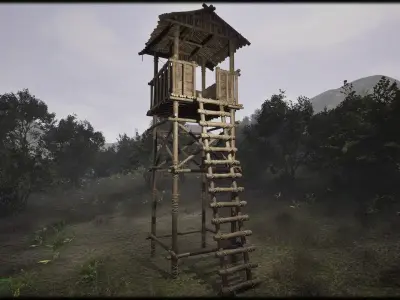 Wooden Watchtower D Low-poly 3D model