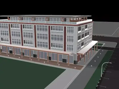 Mixed Use Building Multi Family American Modern 3D model