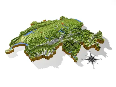Switzerland High resolution 3D relief maps 3D model