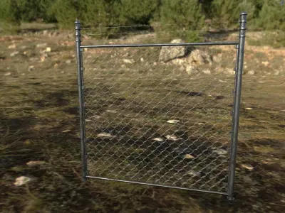 Chain Link Fence Low-poly 3D model