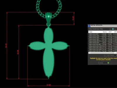 Light Gold 18K Cross Pendant 1CP072 3D print model