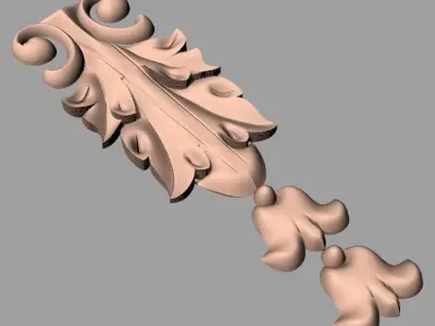 Door Post flower 3D STL Model for CNC Router Carving E947 3D model