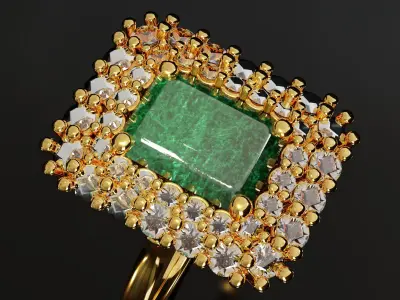 Mughal Emerald Ring 3D model