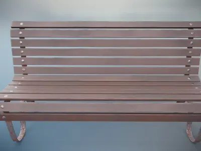 Bench Low-poly 3D model 2