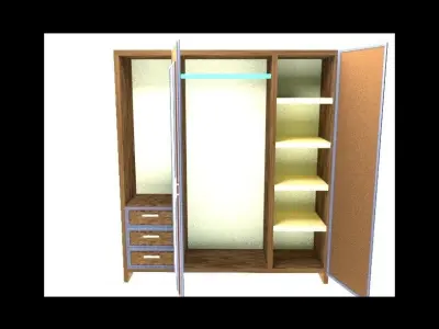 Cupboard wardrobe with doors and drawers 3D print model