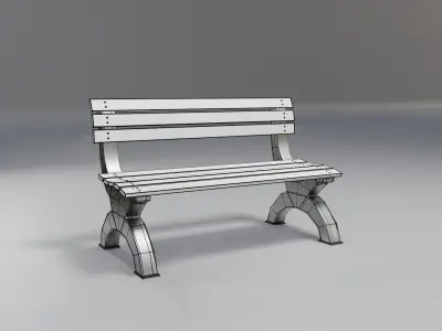 white wood bench - snow theme - modern Low-poly 3D model