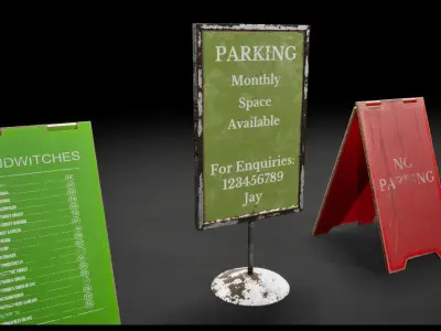 Post Apocalyptic Floor Signs Low-poly 3D model