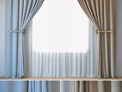 Curtains 17 Curtains with Tulle ROHI Credo Two colors 3D model