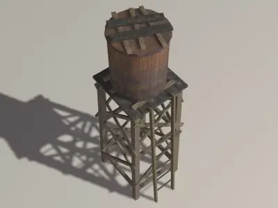 Old Water Tank Low-poly 3D model