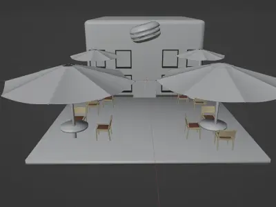 Summer area of a burger cafe 3D model