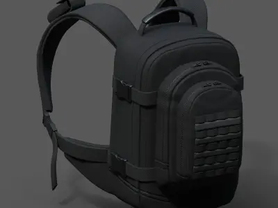 Backpack Camping bag baggage Black  Low-poly 3D model