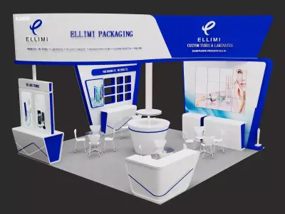 Exhibition Booth Stand with Modular Display and Branding Area 3D model