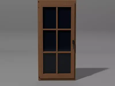 Single-Door Wooden  realistic window model Free 3D model