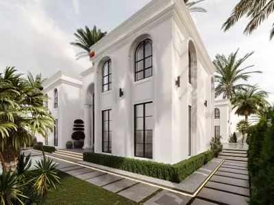 Classic White Villa 3d Model 3D model