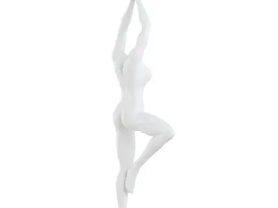 Female headless mannequin stands in yoga pose 71 3D model
