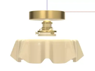 Vintage Brass Ceiling Light Fixture with Glass Shade  Low-poly 3D model