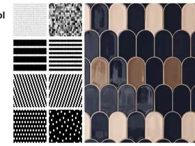 Elongated Fishscale Tile in Straight Set Texture