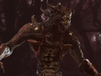 Predator humanoid creature Low-poly 3D model