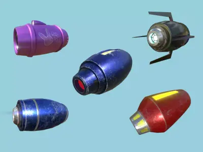 05 Mega Buster Collection - SciFi Blast Weapon like Megaman 3D Model Pack