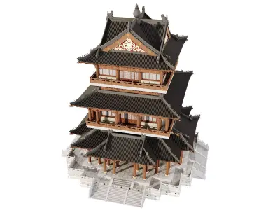 Ancient Japan Imperial Pavilion Tower 3D model