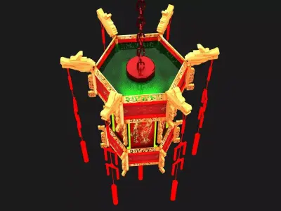 Chinese Palace Lantern  Low-poly 3D model 8