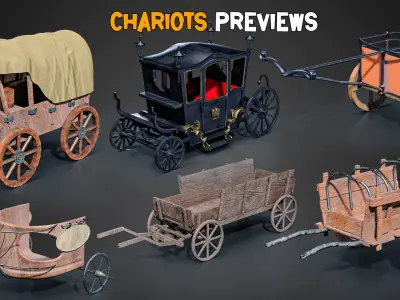 30 Chariots 3D Models and 4K Textures 3D model