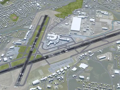 Birmingham Suttlesworth Airport 10km Low-poly 3D model