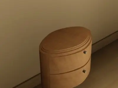 wooden small table with draws Low-poly 3D model