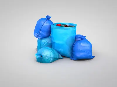 Blue Garbage Bags 3D model