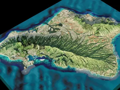 Oahu island full 3d model terrain 3D model